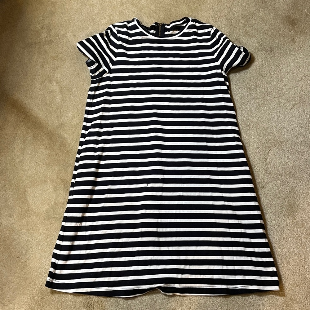 Kate Spade New York Black White Striped Short Sleeve Dress with Pockets Size m